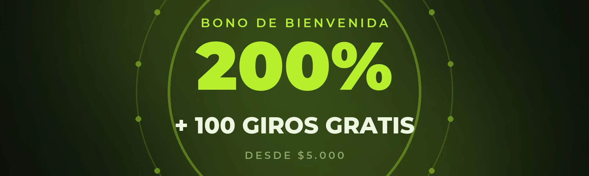 Bono de Bienvenida 200% + 100 giros