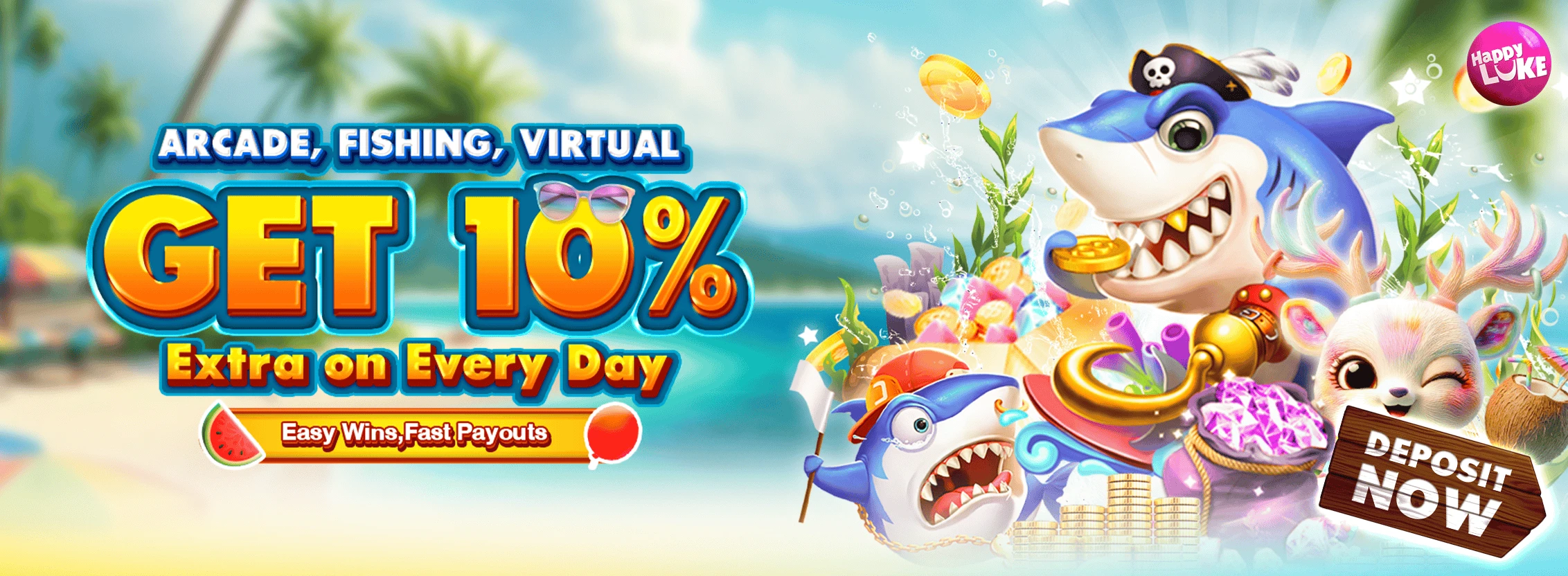  Daily Deposit Bonus 10% (ARCADE, FISHING, VIRTUAL)