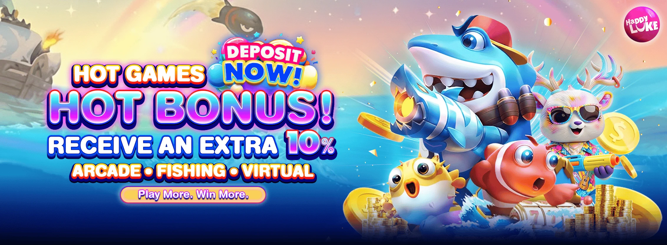 Daily Deposit Bonus 10% (ARCADE, FISHING, VIRTUAL)